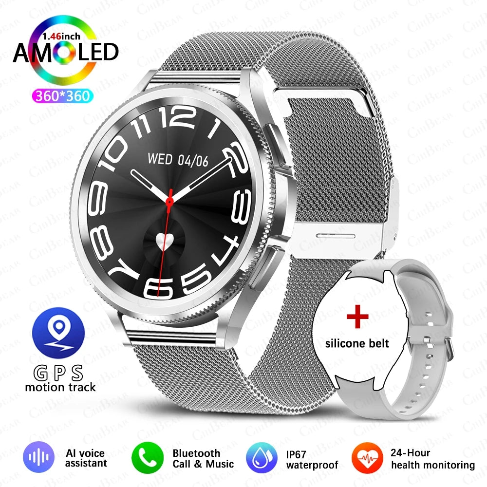 For Samsung Galaxy Watch6 Classic New Smart Watch Men's Sports Fitness Health Detection Waterproof Bluetooth Call Smartwatches