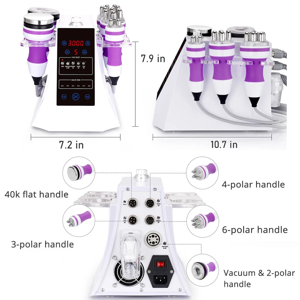 RF 5 In 1 Ultrasonic 40K Cavitation Vacuum Fat Loss Body Shaping Machine Remove Wrinkle Beauty Device Home Use Anti Cellulite