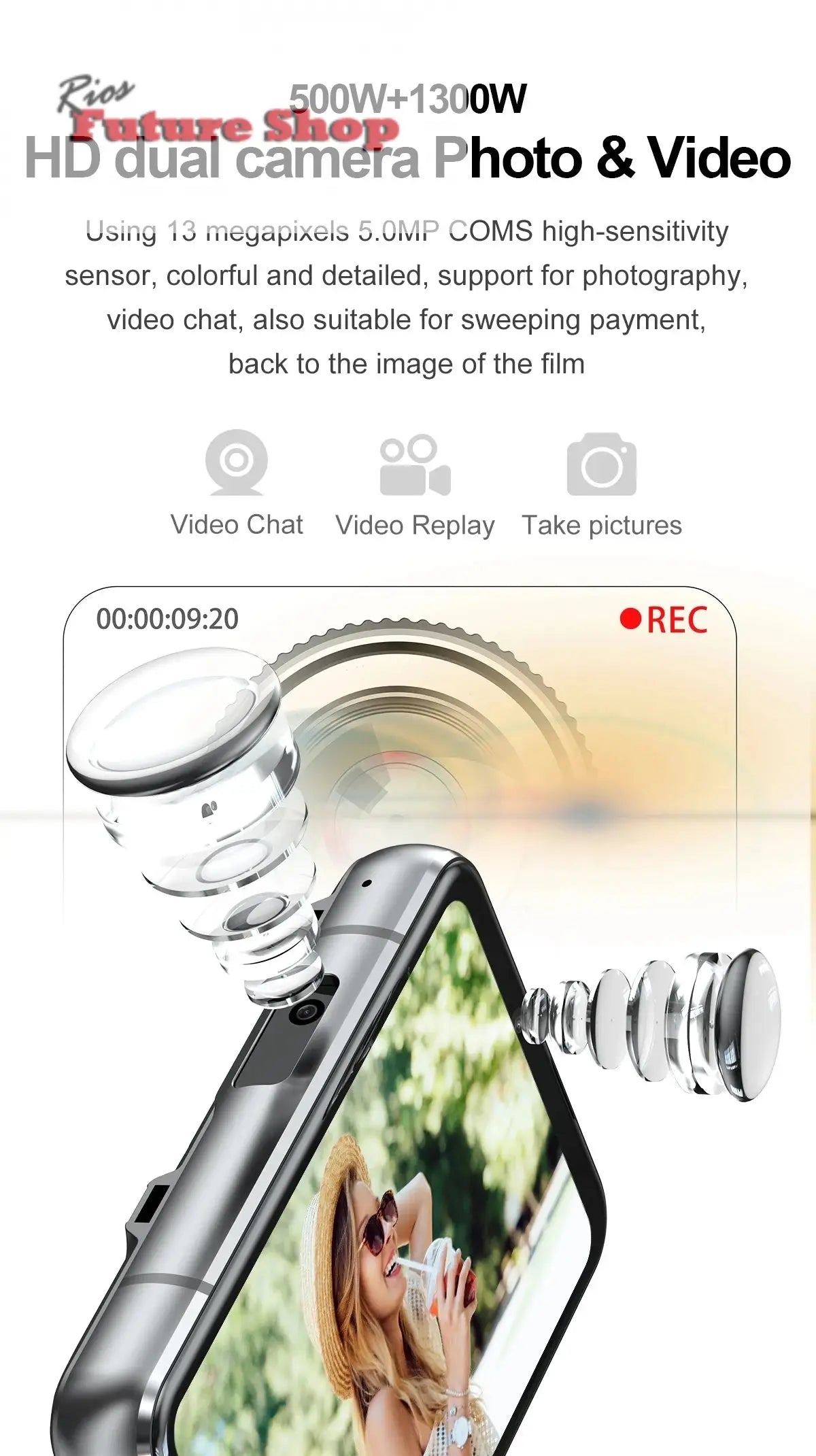 Smart Watch Phone 4G LTE Android 9 4+64GB Smartwatch 2.88" Screen Men Watch 2300mAh Dual Camera Face Unlock GPS WIFI - Rios Future Shop