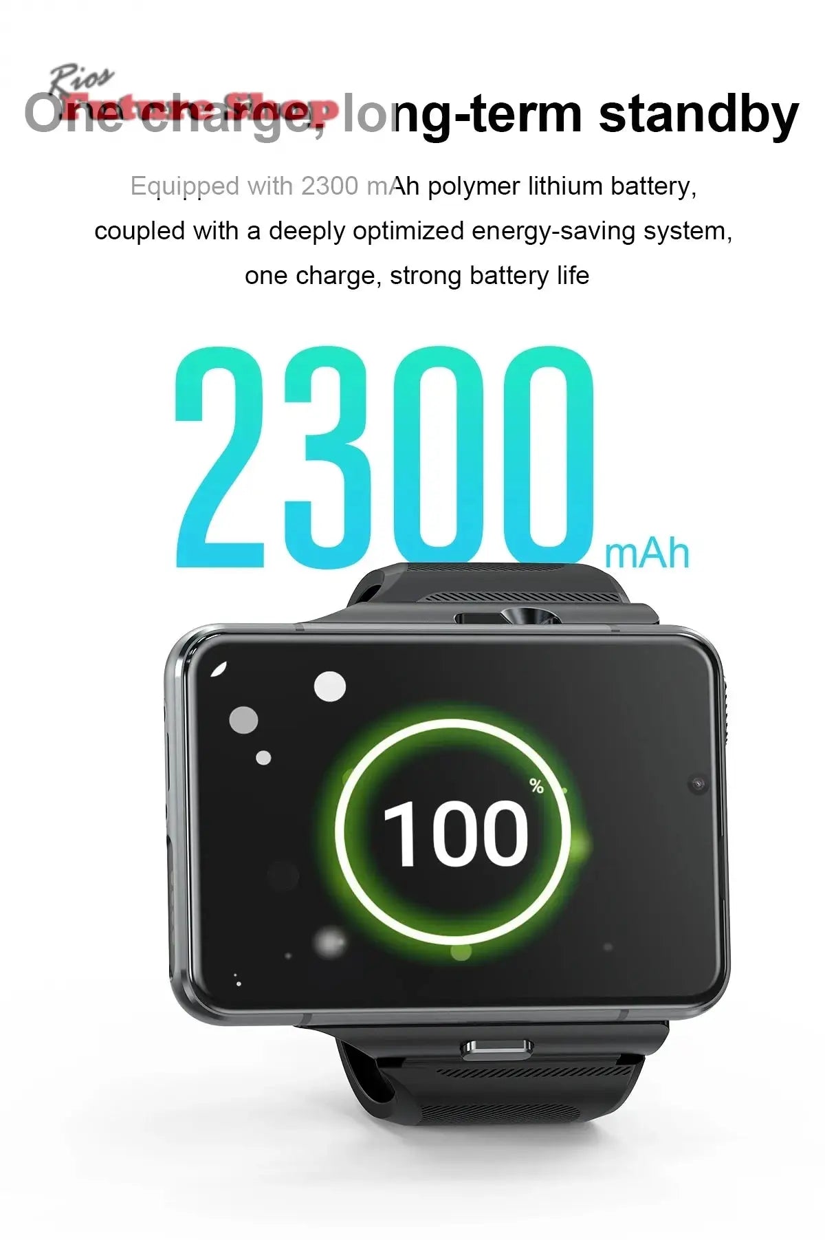 Smart Watch Phone 4G LTE Android 9 4+64GB Smartwatch 2.88" Screen Men Watch 2300mAh Dual Camera Face Unlock GPS WIFI - Rios Future Shop