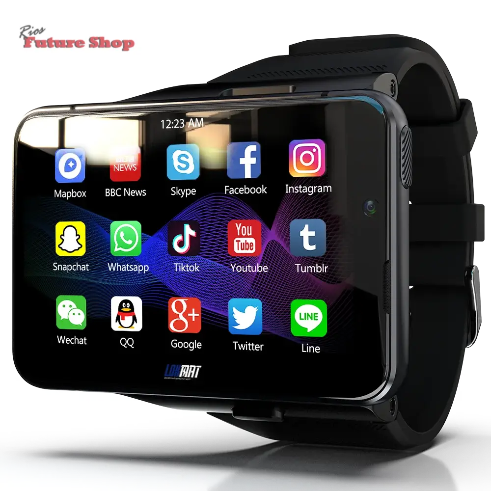 Smart Watch Phone 4G LTE Android 9 4+64GB Smartwatch 2.88" Screen Men Watch 2300mAh Dual Camera Face Unlock GPS WIFI - Rios Future Shop