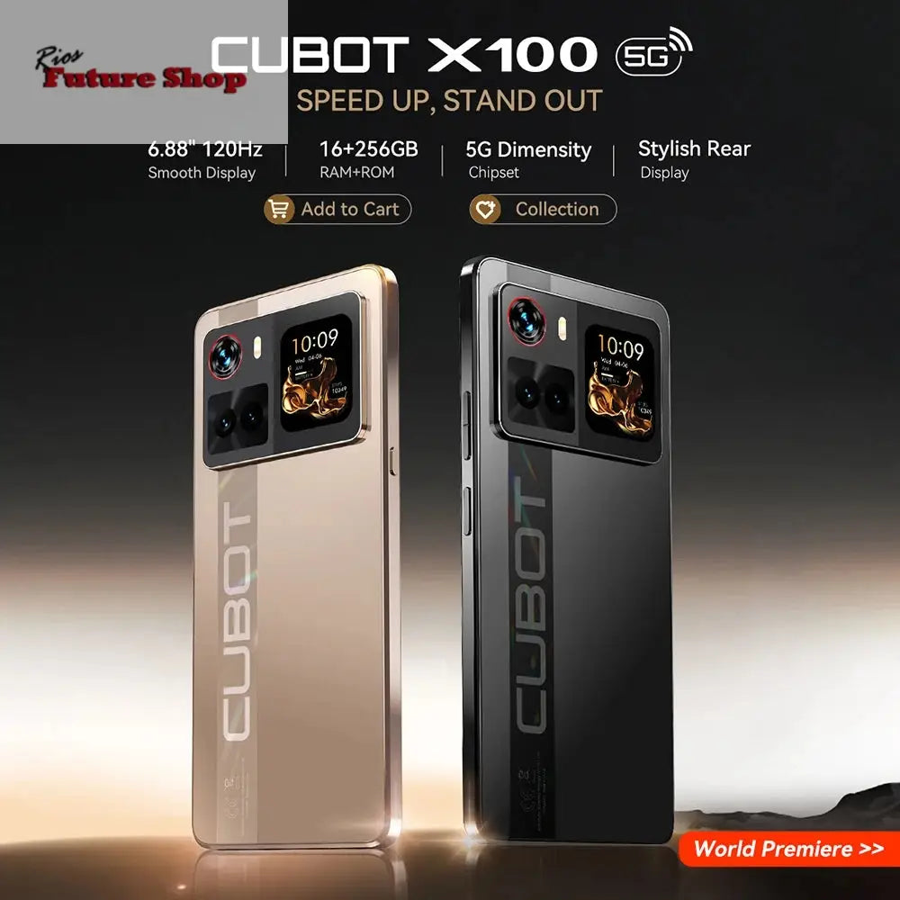 Smartphone 5G Cubot X100, Android 15, Dimensity 7025, 6nm, 2.5GHz,6.88-inch Screen,16GB(8+8),256GB, 64MP Camera, 5100mAh Battery - Rios Future Shop