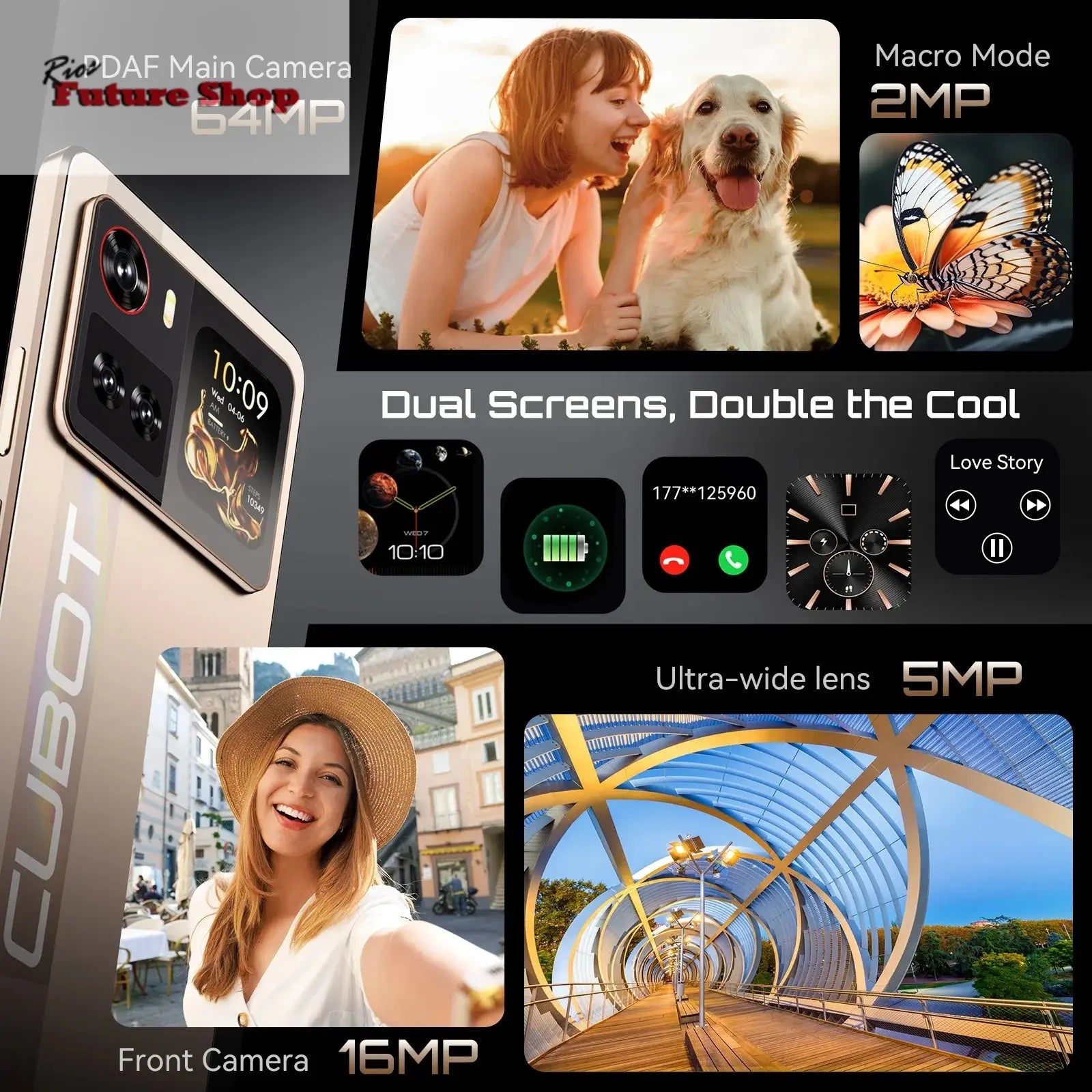 Smartphone 5G Cubot X100, Android 15, Dimensity 7025, 6nm, 2.5GHz,6.88-inch Screen,16GB(8+8),256GB, 64MP Camera, 5100mAh Battery - Rios Future Shop