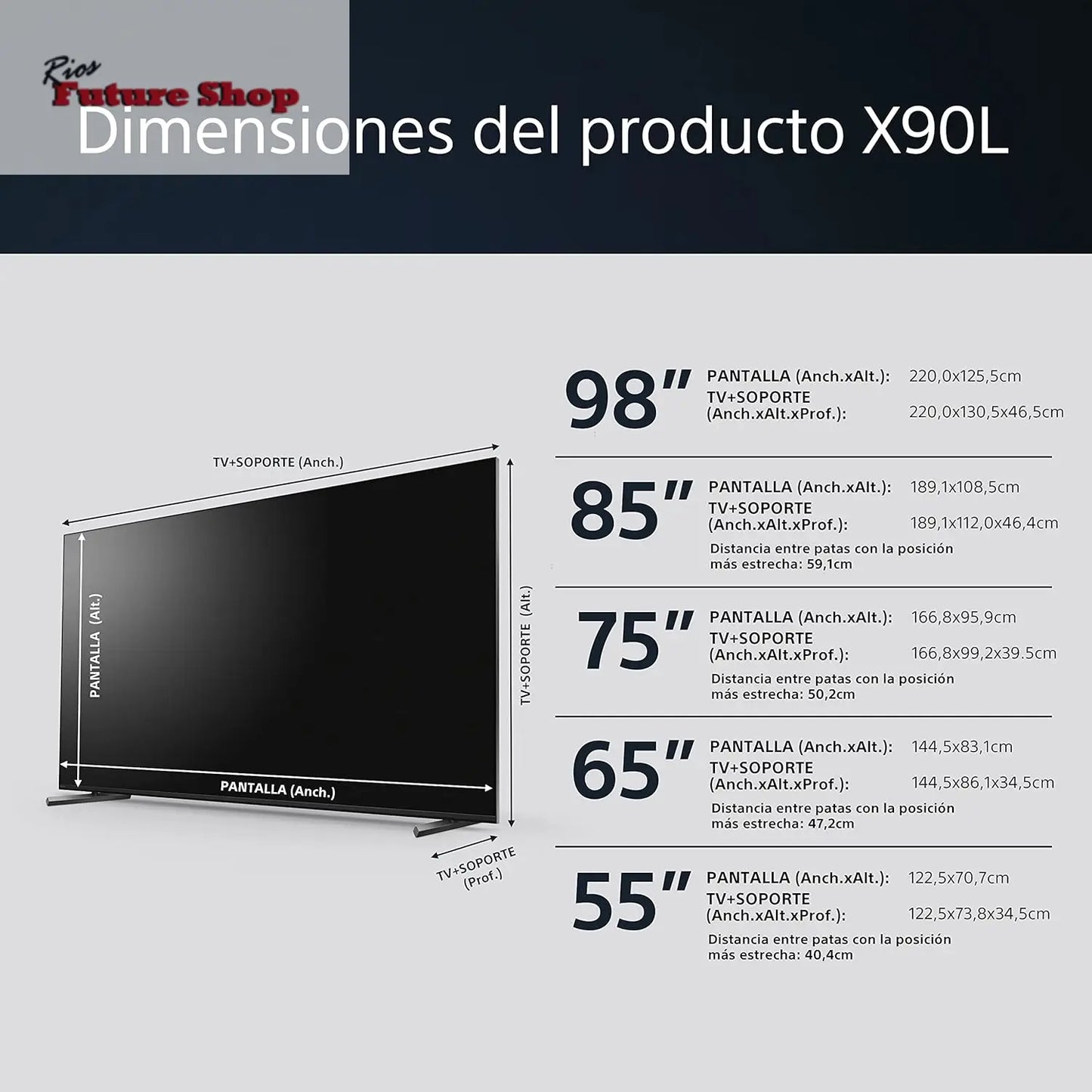 Sony BRAVIA XR-85X90L, 85 Pulgadas, TV Full Array LED, 4K HDR, Smart Google TV, Funciones Eco, Bravia Core, Menú Gaming para PlayStation5, Marco de Aluminio - Rios Future Shop