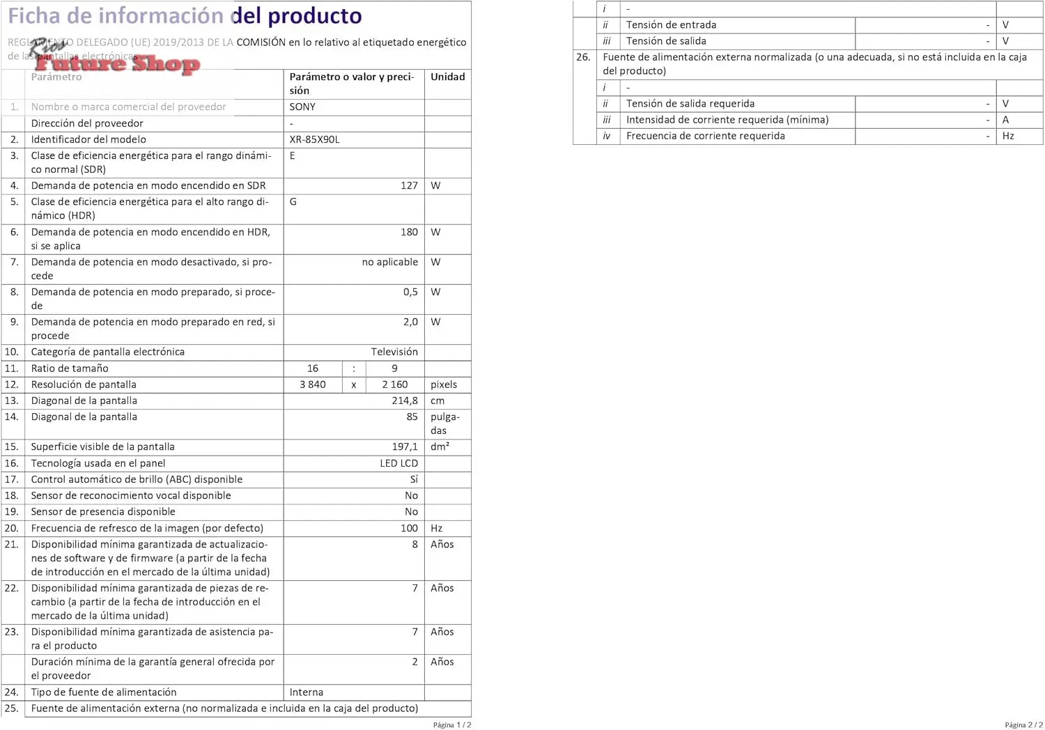 Sony BRAVIA XR-85X90L, 85 Pulgadas, TV Full Array LED, 4K HDR, Smart Google TV, Funciones Eco, Bravia Core, Menú Gaming para PlayStation5, Marco de Aluminio - Rios Future Shop