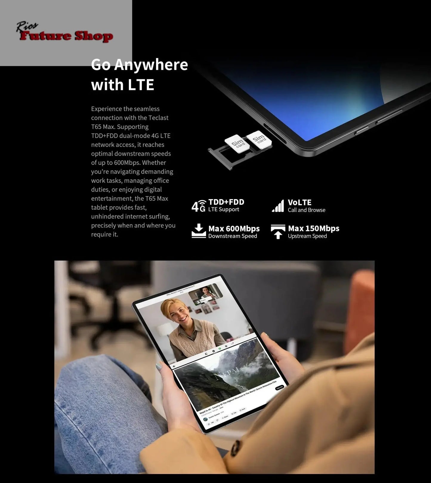 T65 Max 13" HD Display Android 14 Tablet MediaTek Rios Future Shop