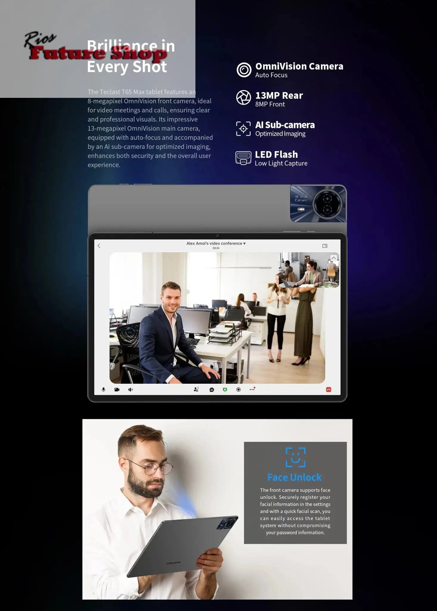 T65 Max 13" HD Display Android 14 Tablet MediaTek Rios Future Shop