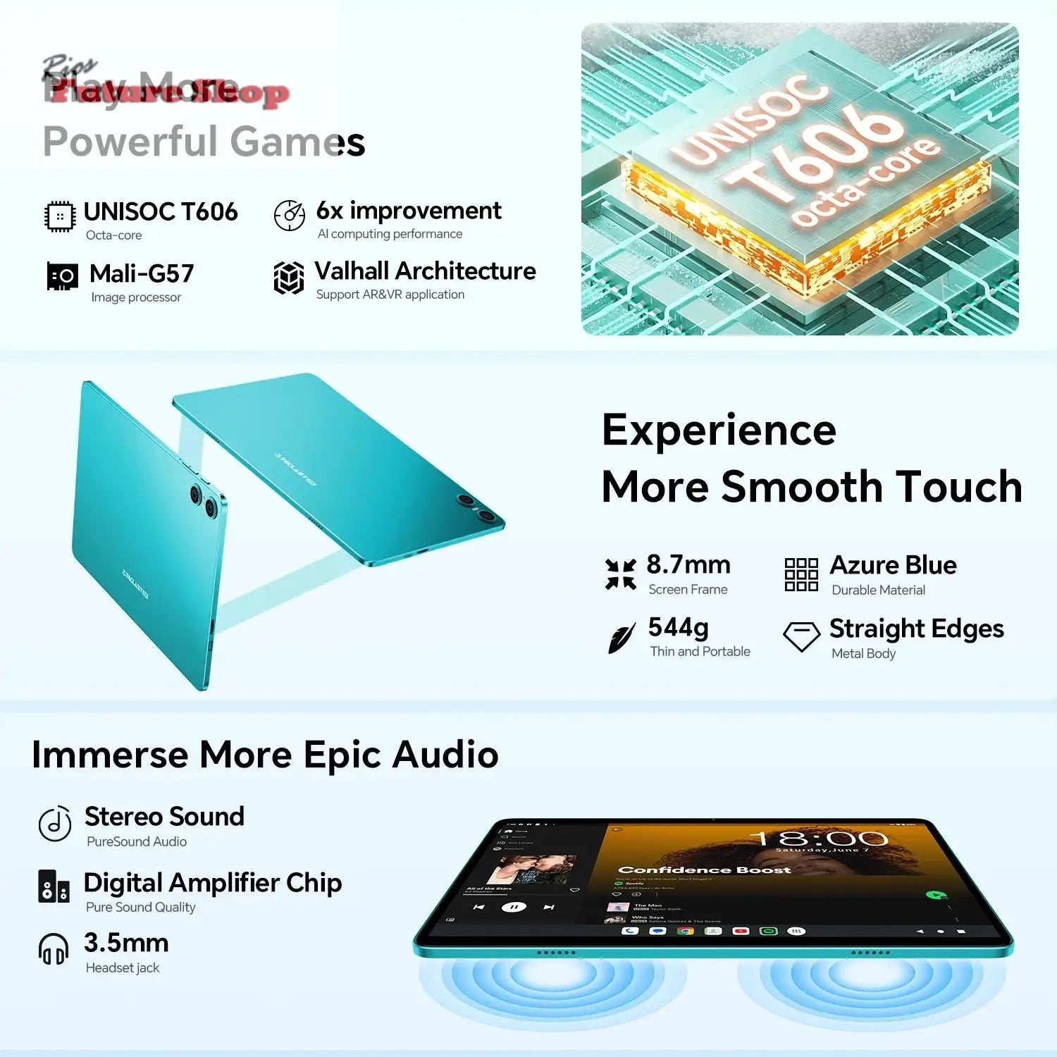 Teclast P30 Android 14 Tablet, 10.1 Inch, up to 12Gb Ram, 128Gb Rom, 1280X800 Ips, Unisoc T606, 8 Cores, 6000 Mah - Rios Future Shop