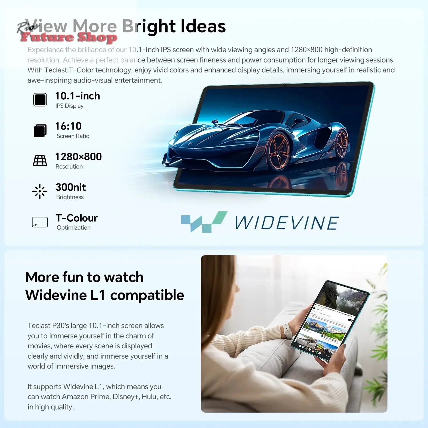 Teclast P30 Android 14 Tablet, 10.1 Inch, up to 12Gb Ram, 128Gb Rom, 1280X800 Ips, Unisoc T606, 8 Cores, 6000 Mah - Rios Future Shop