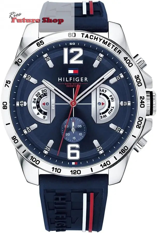 Tommy Hilfiger Relógio analógico multifuncional de quartzo para homens com correia de silicone, aço inoxidável ou couro, subesferas para dia e data, resistente à água até 5ATM. - Rios Future Shop