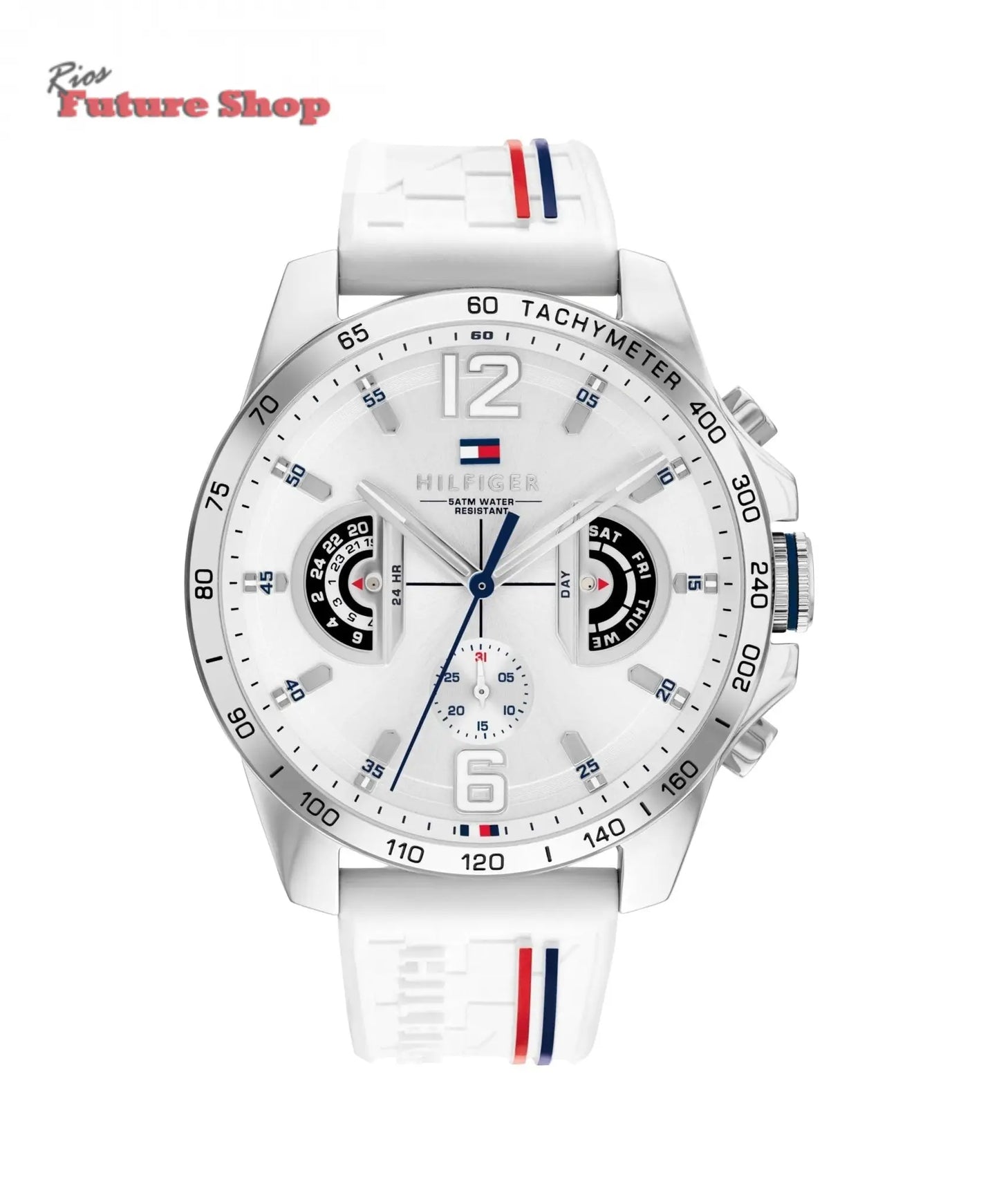 Tommy Hilfiger Relógio analógico multifuncional de quartzo para homens com correia de silicone, aço inoxidável ou couro, subesferas para dia e data, resistente à água até 5ATM. - Rios Future Shop