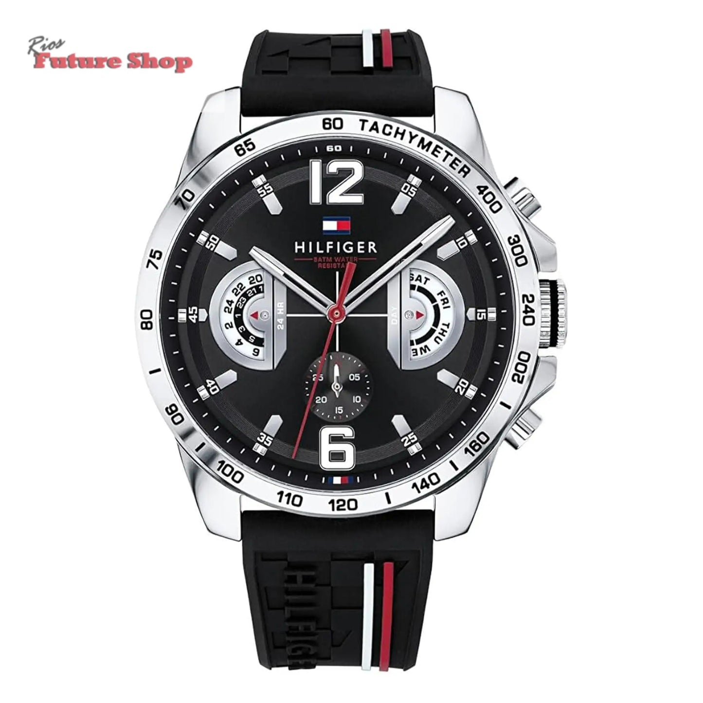 Tommy Hilfiger Relógio analógico multifuncional de quartzo para homens com correia de silicone, aço inoxidável ou couro, subesferas para dia e data, resistente à água até 5ATM. - Rios Future Shop