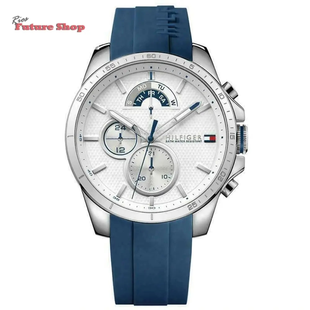 Tommy Hilfiger Relógio analógico multifuncional de quartzo para homens com correia de silicone, aço inoxidável ou couro, subesferas para dia e data, resistente à água até 5ATM. - Rios Future Shop