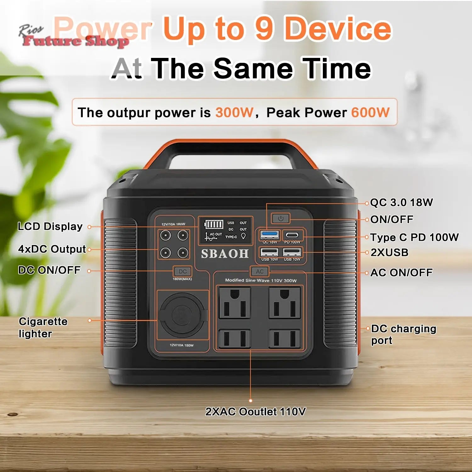 US Plug Portable Power Station P302,300W 296Wh Backup Lithium Battery CJdropshipping