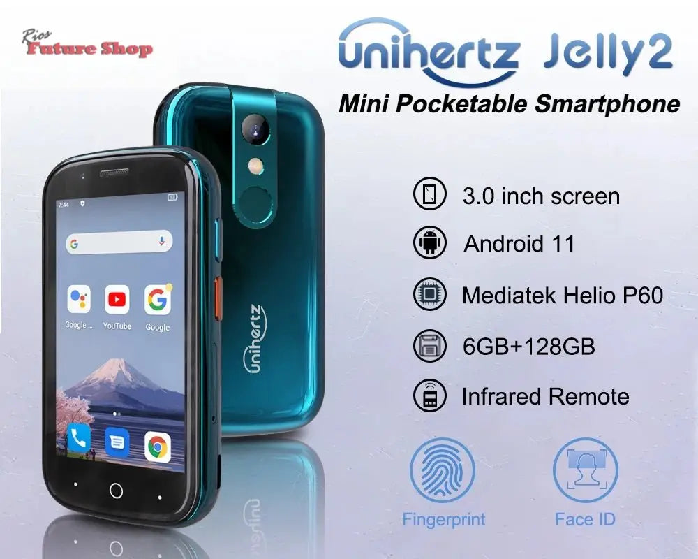 Unihertz Jelly 2 4 inch Mini Smartphone Android 11 Helio P60 Octa Core Unlocked 6GB 128GB NFC Cellphone 16MP Infrared Phone - Rios Future Shop