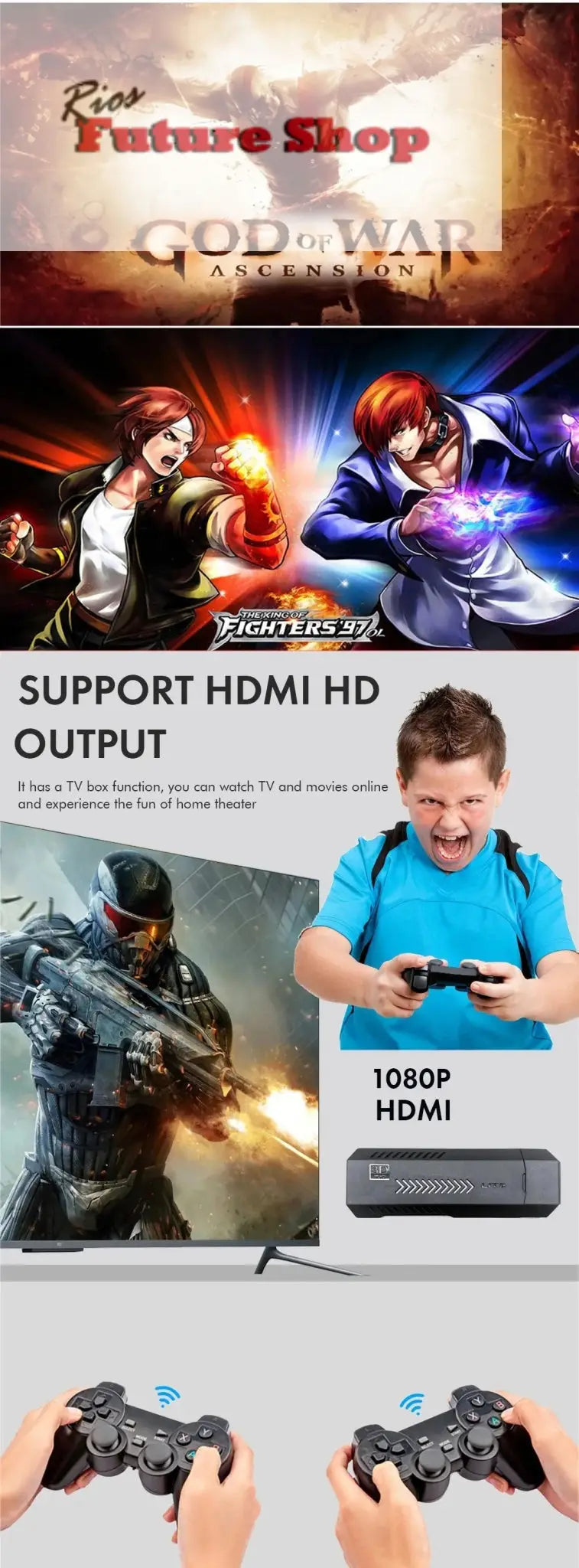 Video Game Console X2 Plus 4K HD Retro 40000 Games - Rios Future Shop