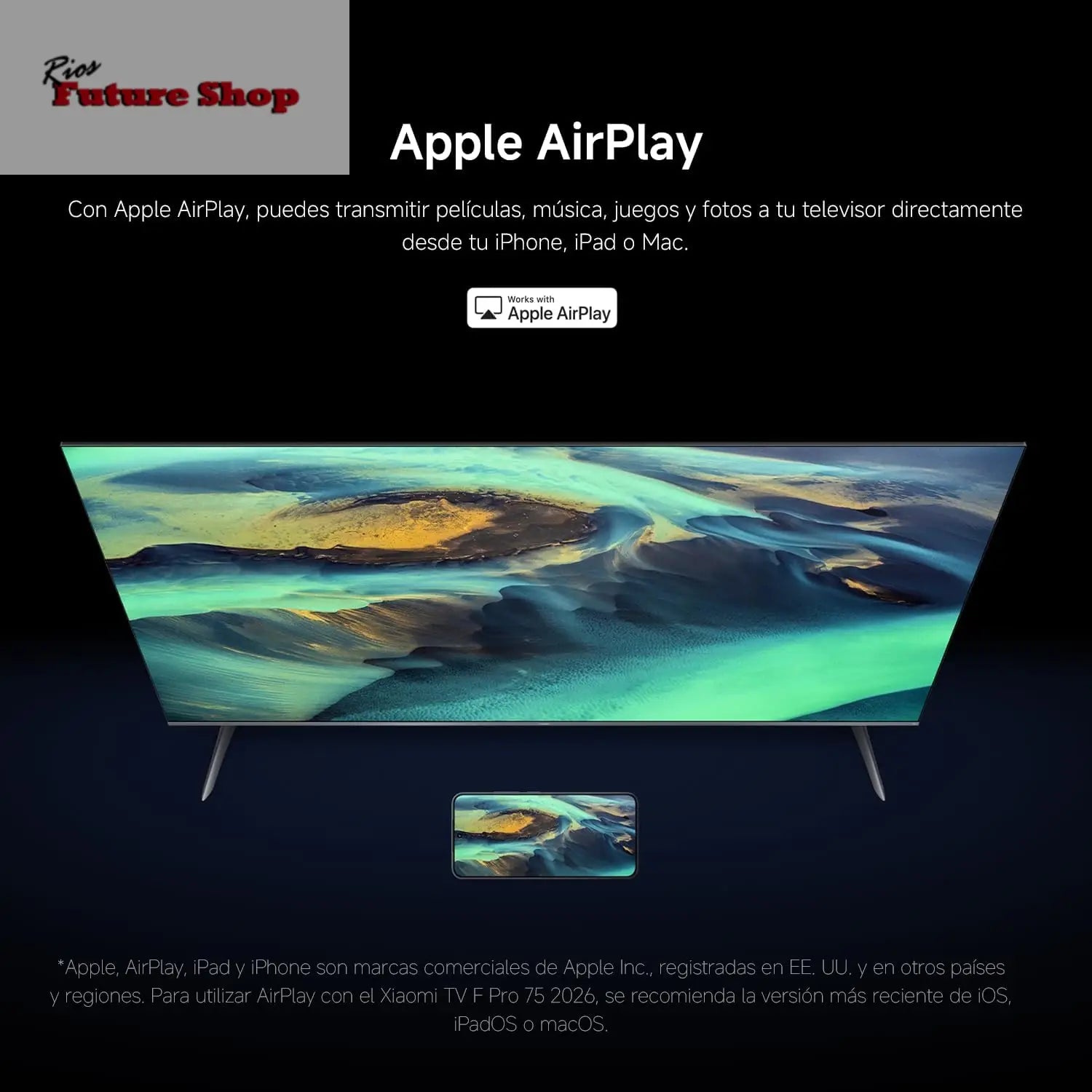 XIAOMI TV F Pro 75, 75 Pulgadas (190 cm), 4K UHD QLED, Smart TV, Fire TV, Control por Voz Alexa, HDR10+, Modo Game Boost 120Hz, MEMC, 2GB+32GB, Compatible con Apple AirPlay, 2025 - Rios Future Shop