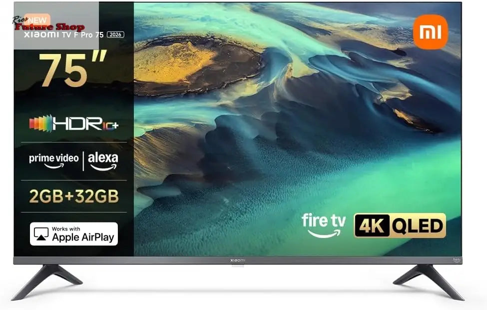 XIAOMI TV F Pro 75, 75 Pulgadas (190 cm), 4K UHD QLED, Smart TV, Fire TV, Control por Voz Alexa, HDR10+, Modo Game Boost 120Hz, MEMC, 2GB+32GB, Compatible con Apple AirPlay, 2025 - Rios Future Shop