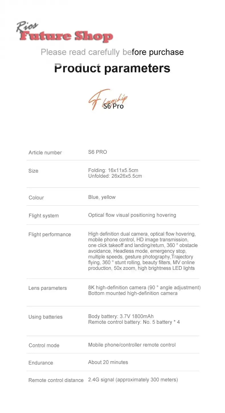 Xiaomi S6 pro Drone Aerial 8K HD Professional - Rios Future Shop