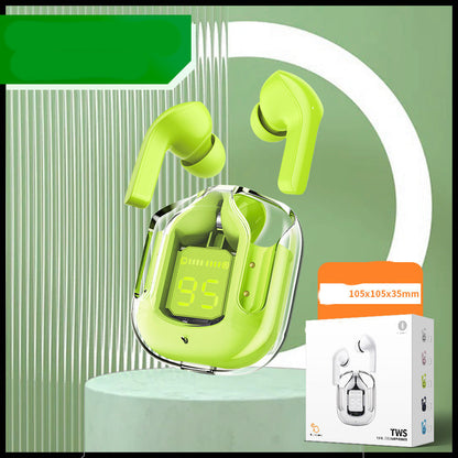 Novo Mini Transparente Sem Fio Bluetooth Headset Display Digital ENC Redução de Ruído Verdadeiro Desporto Música Sem Fio