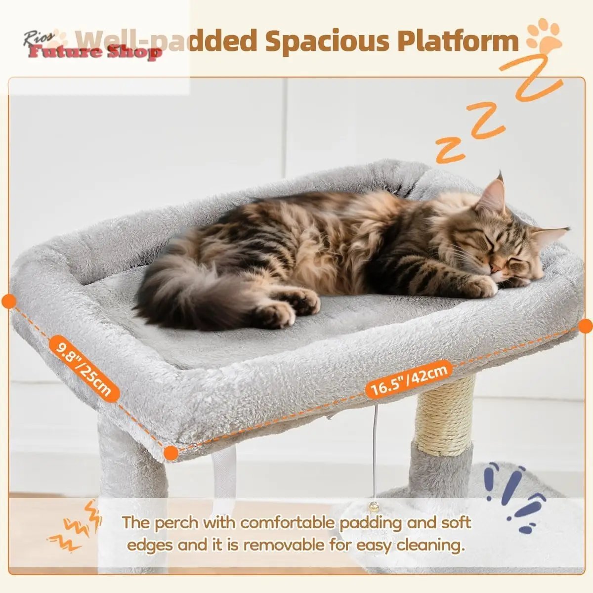 Taoqimiao Árvore Raspador para Gatos, 97cm Árvores de Atividades para Gatos com 1 Plataformas, 1 Cuevas, Cesta, MS029SW Gris Claro