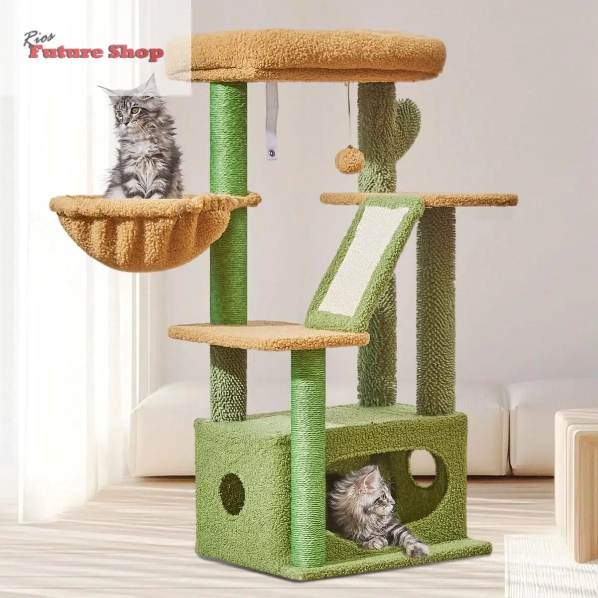 Taoqimiao Árvore Raspador para Gatos, 97cm Árvores de Atividades para Gatos com 1 Plataformas, 1 Cuevas, Cesta, MS029SW Gris Claro