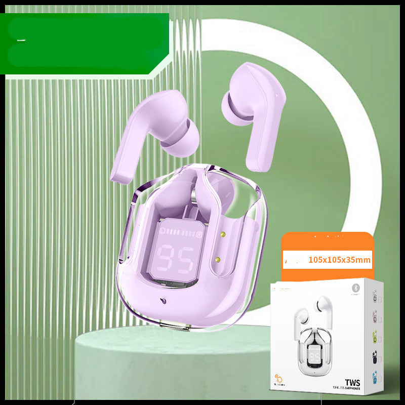 Novo Mini Transparente Sem Fio Bluetooth Headset Display Digital ENC Redução de Ruído Verdadeiro Desporto Música Sem Fio