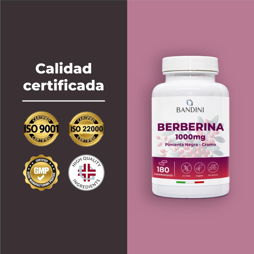 Bandini® Berberina 1000mg pura alta dosificación | 180 comprimidos veganos - Rios Future Shop