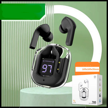 Novo Mini Transparente Sem Fio Bluetooth Headset Display Digital ENC Redução de Ruído Verdadeiro Desporto Música Sem Fio