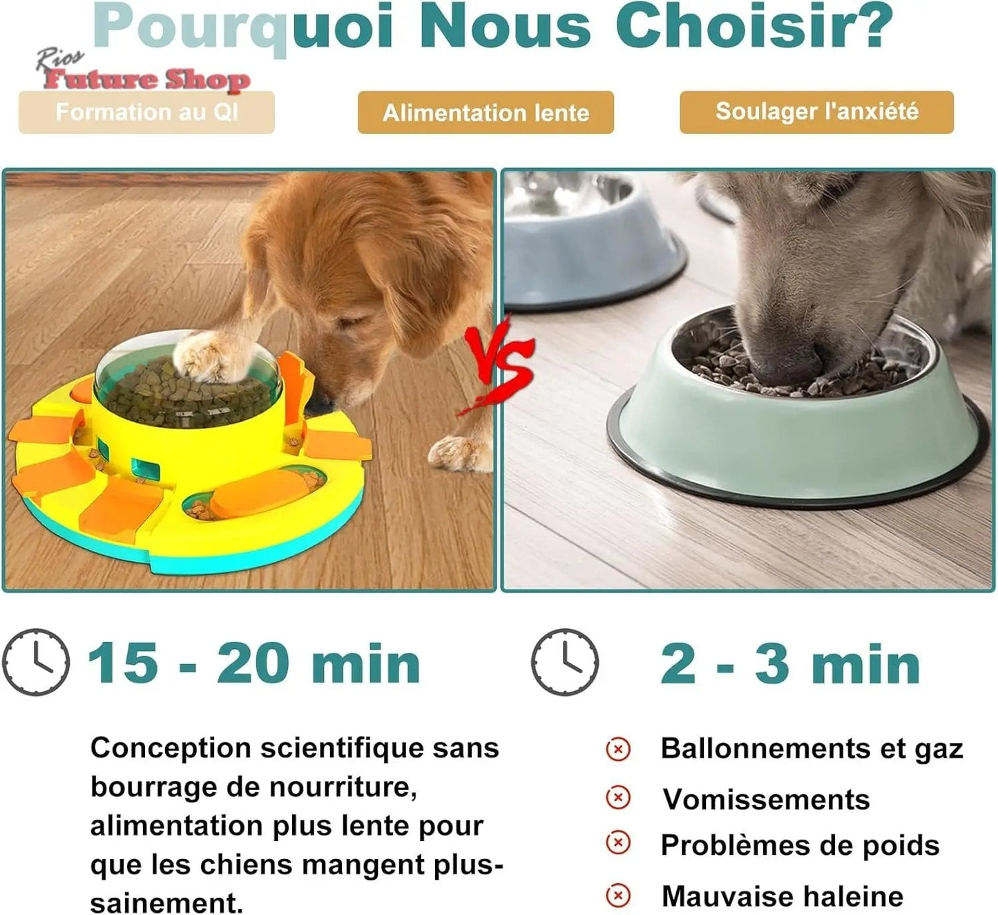 Dufuso Brinquedos interativos de alimentação lenta para a maioria dos cães, quebra-cabeças com 2 níveis de dificuldade, dispensador de prémios