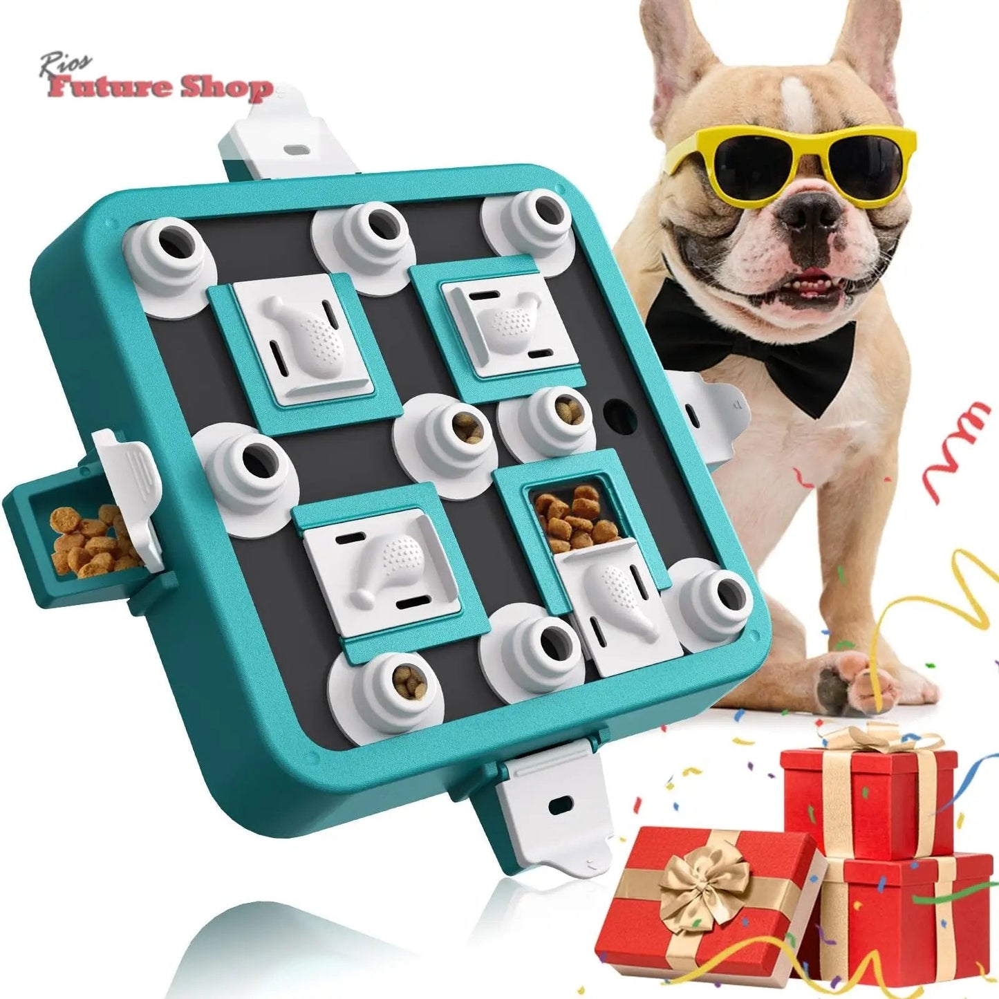 Dufuso Brinquedos interativos de alimentação lenta para a maioria dos cães, quebra-cabeças com 2 níveis de dificuldade, dispensador de prémios