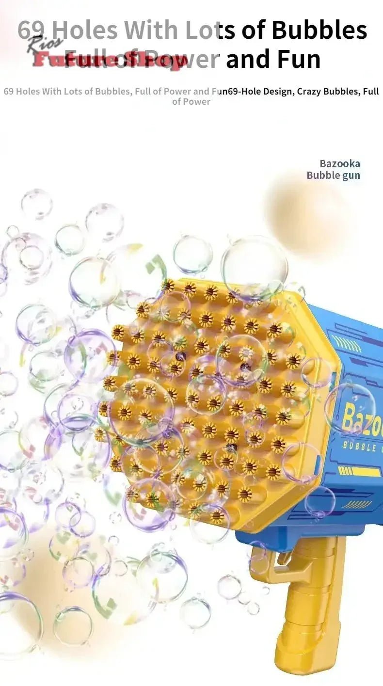 Bubble Gun Kids Toys Rocket 69 Holes - Rios Future Shop