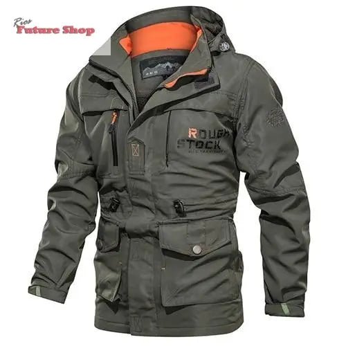 Casaco cross - border masculino de comprimento médio casual ao ar livre com capuz plus size casaco masculino primavera e outono - Rios Future Shop
