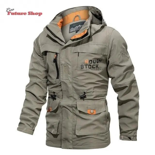 Casaco cross - border masculino de comprimento médio casual ao ar livre com capuz plus size casaco masculino primavera e outono - Rios Future Shop