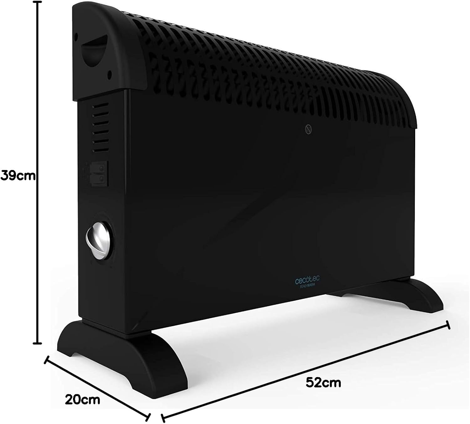 Cecotec Radiador Eléctrico Bajo Consumo Ready Warm 6500 Turbo Convection. 2000 W, Termostato Regulable, 4 Modos, Soporte de pie, Protección sobrecalentamiento, 20 m2