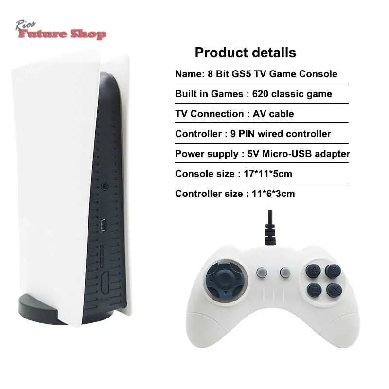 Consola Nostálgica Retro P5 Mini TV GS5 Wired Family Game 620 jogos - Rios Future Shop