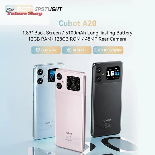 Cubot A20 4G Smart Phone Android 14 12GB(4GB+8GB Extend)+128GB 90Hz 6.745" HD+Display Face ID 5100mAh Cellphone - Rios Future Shop