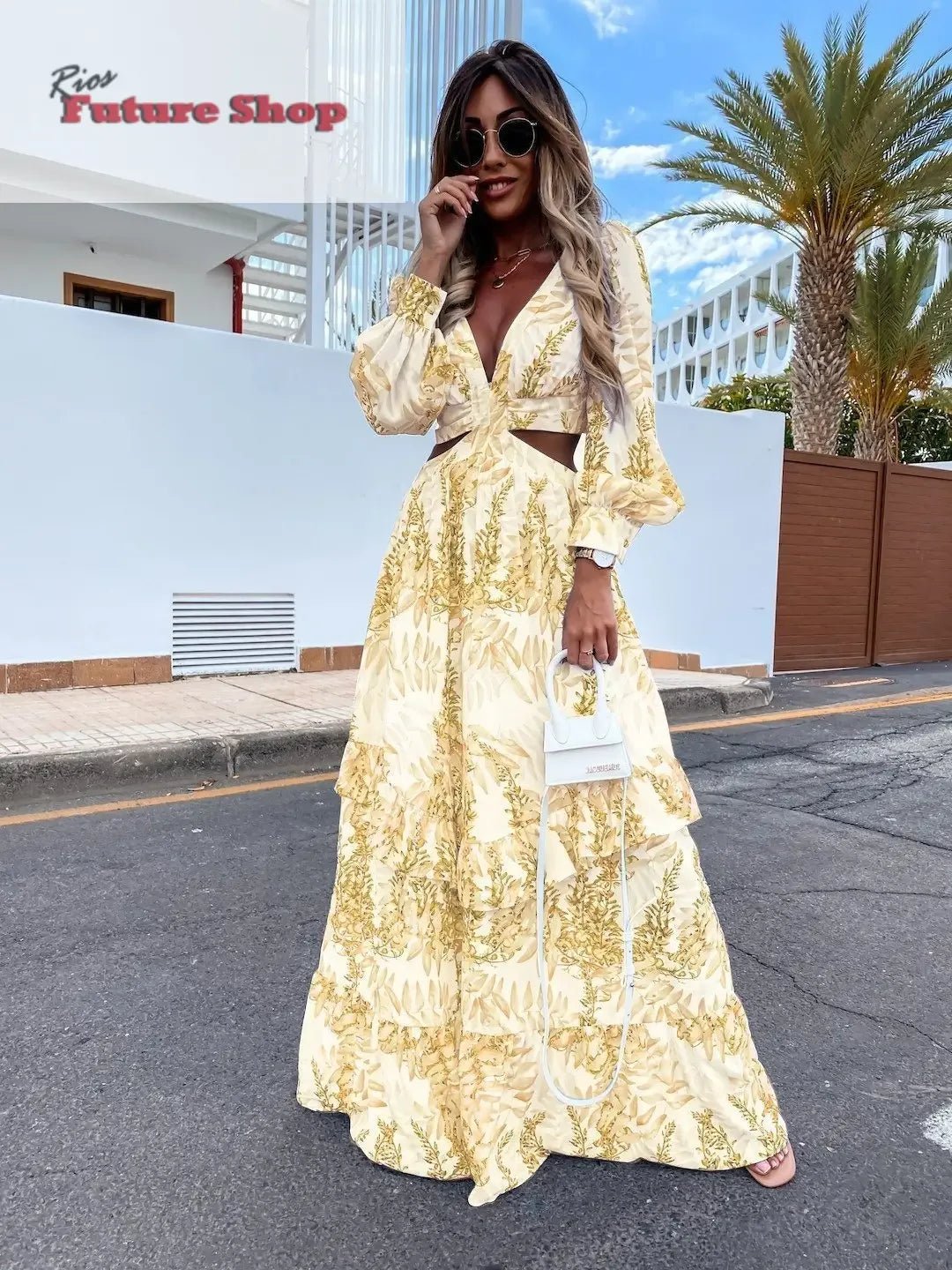 Elegant Women's V-neck Dresses 2025 Summer - Rios Future Shop