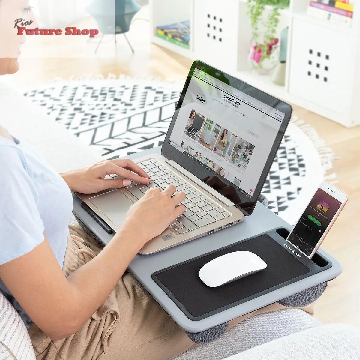 Escritorio Portátil para Ordenador con Cojín XL Deskion InnovaGoods - Rios Future Shop