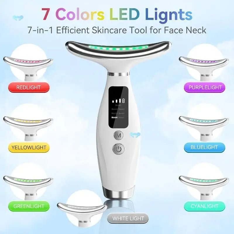 Facial Lift 7 Modes Electric Vibration Massage Skin Tightening LED Double Chin Neck Skin Care - Rios Future Shop
