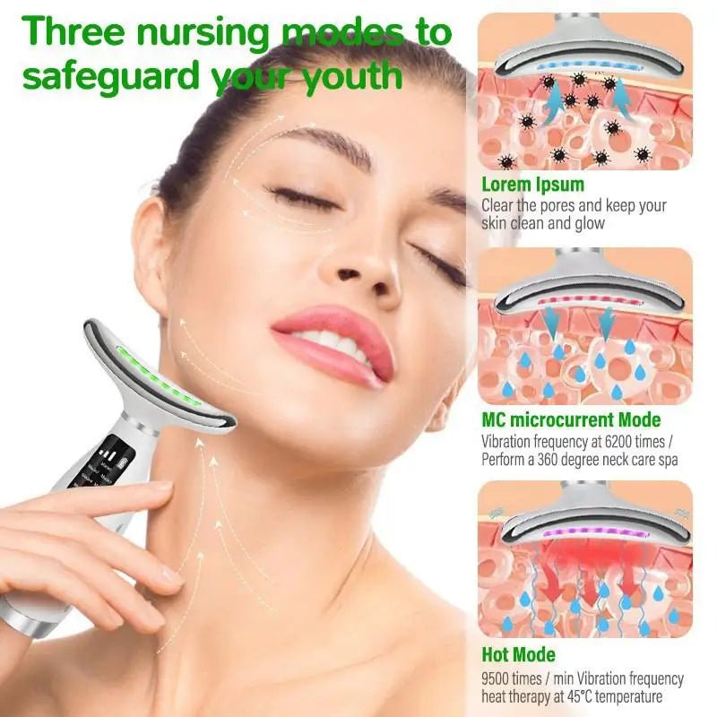 Facial Lift 7 Modes Electric Vibration Massage Skin Tightening LED Double Chin Neck Skin Care - Rios Future Shop