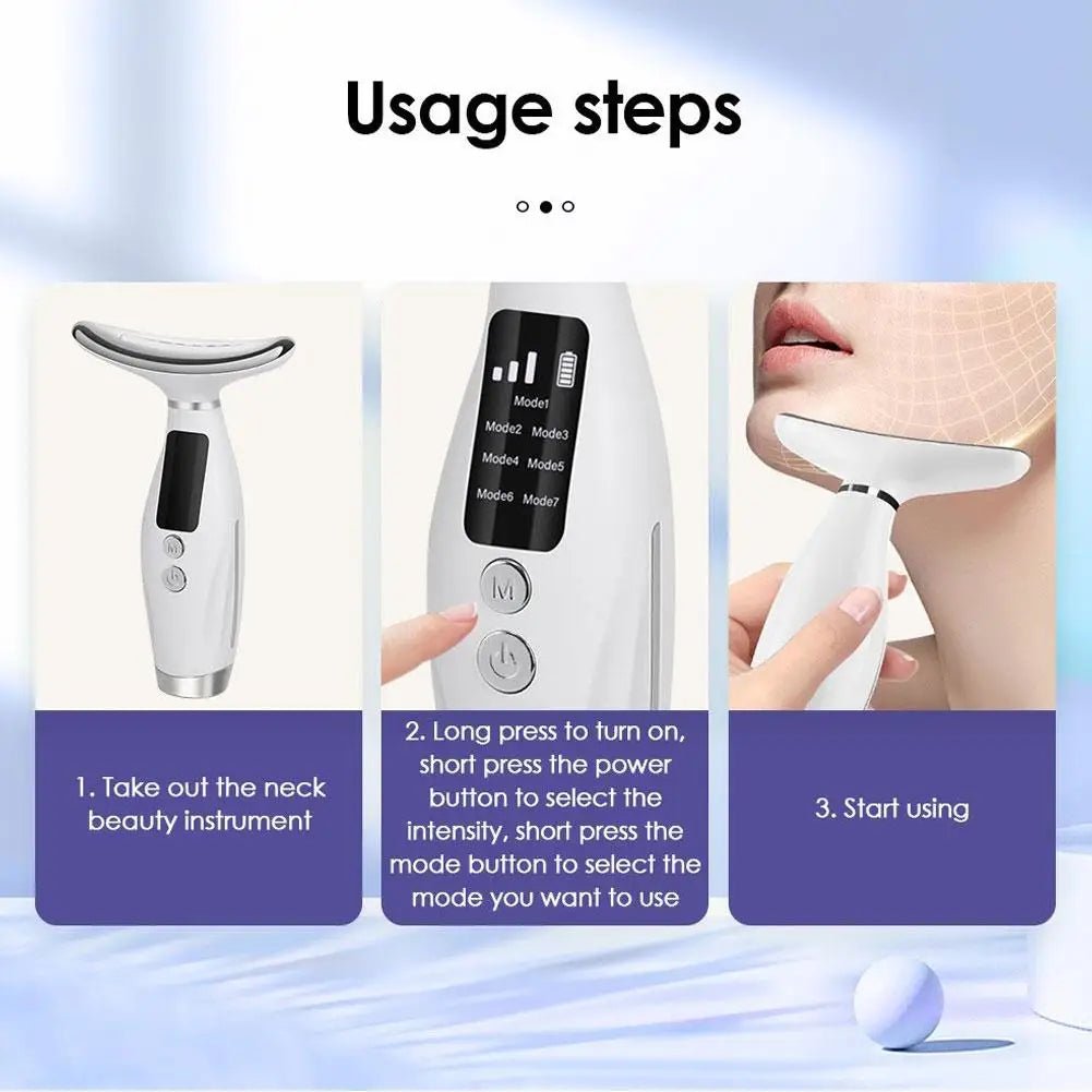 Facial Lift 7 Modes Electric Vibration Massage Skin Tightening LED Double Chin Neck Skin Care - Rios Future Shop