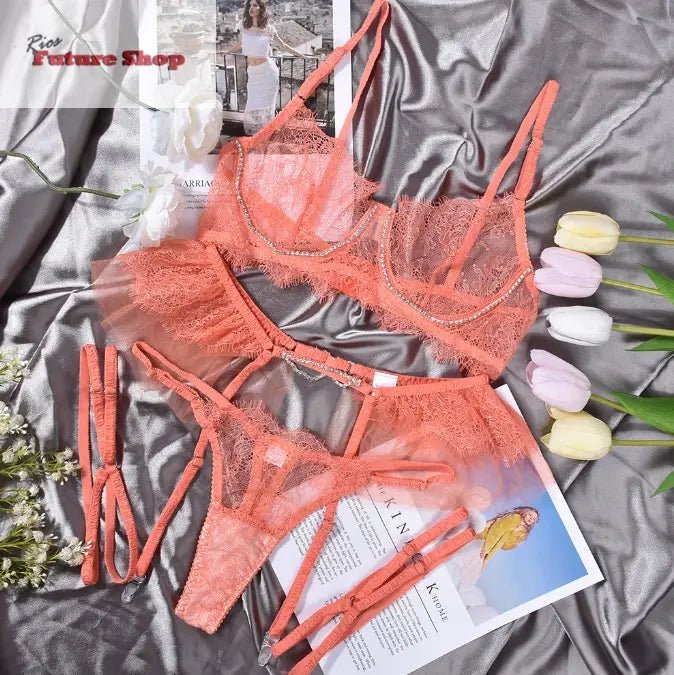 Fashion Women Lace Shoulder Strap Diamond Chain Sexy - Rios Future Shop