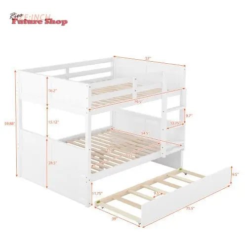Full Over Full Bunk Bed With Twin Size Trundle - Rios Future Shop