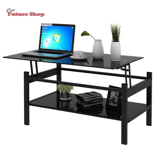 glass-lift-top-coffee-table-2-layer-tempered-glass-modern-simple-black-1577118 - Rios Future Shop