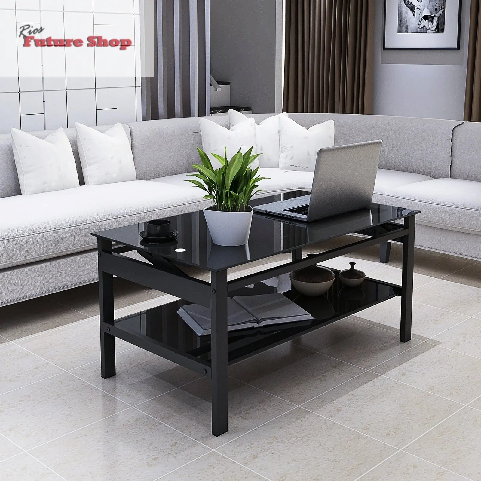 glass-lift-top-coffee-table-2-layer-tempered-glass-modern-simple-black-3089954 - Rios Future Shop