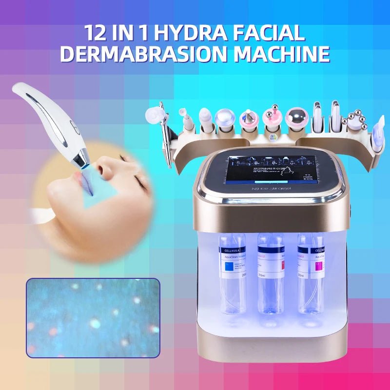 Gold Hydra Bubble Skin Beauty Machine 11 in 1 Facial Care Oxygen Jet Peel Firming Dermabrasion salon Use Beauty Equipment - Rios Future Shop