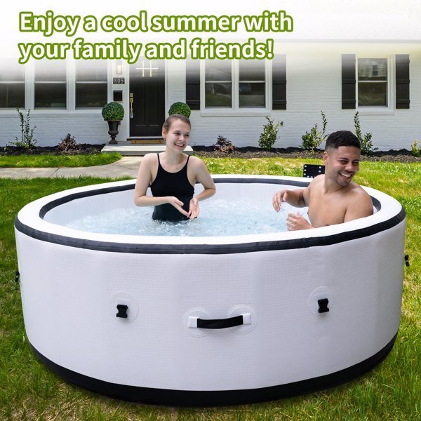 Inflatable Hot Tub, Portable Spa Pool, Outdoor Spa Center That Can Accommodate 4 - 6 People, With Lid And 6 Colored Light Beads - Rios Future Shop