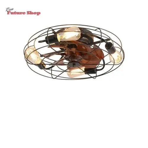 Lantern Style 20 Inch Farmhouse Low Profile Ceiling Fan Light - Rios Future Shop
