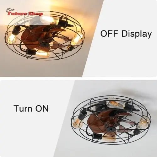 Lantern Style 20 Inch Farmhouse Low Profile Ceiling Fan Light - Rios Future Shop